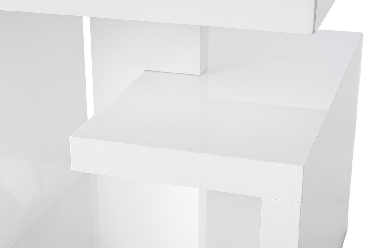 Table d'appoint design blanc laqu L50 cm HALTON