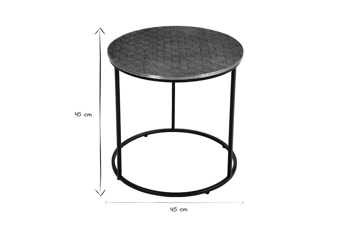 Table d'appoint ronde en laiton frapp et mtal noir D45 cm FLOOR