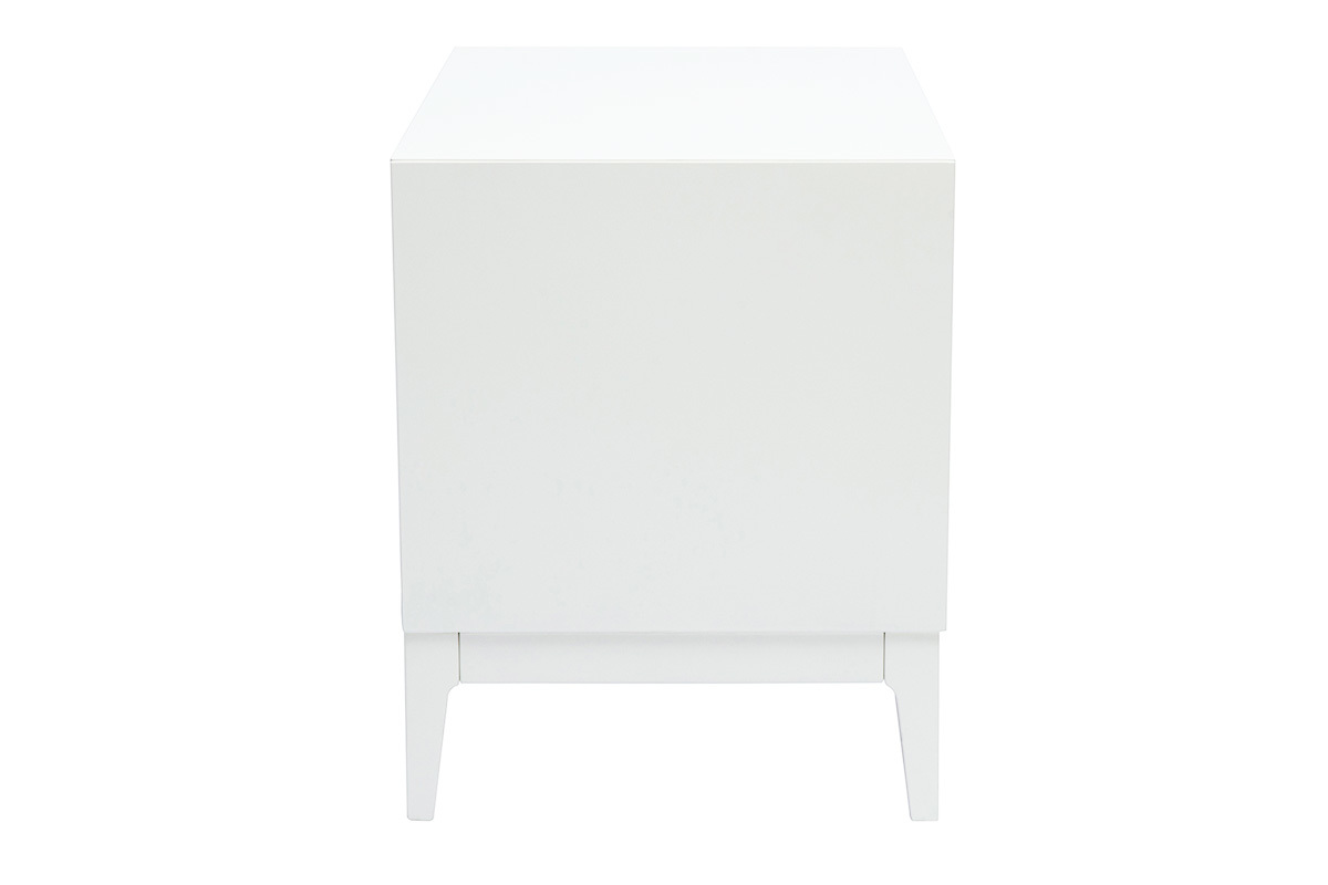 Table de chevet blanche mat et mtal dor avec rangements L60 cm GIANA