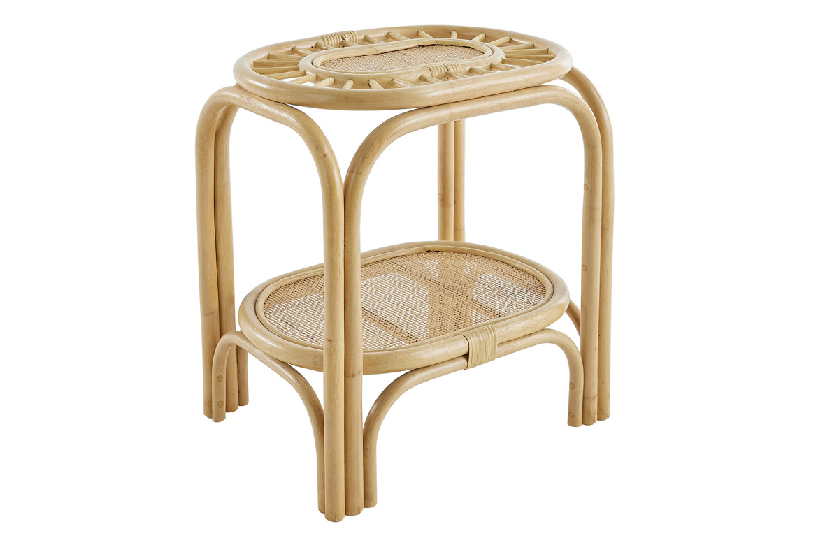 Table de chevet en rotin naturel et cannage L45 cm BOW