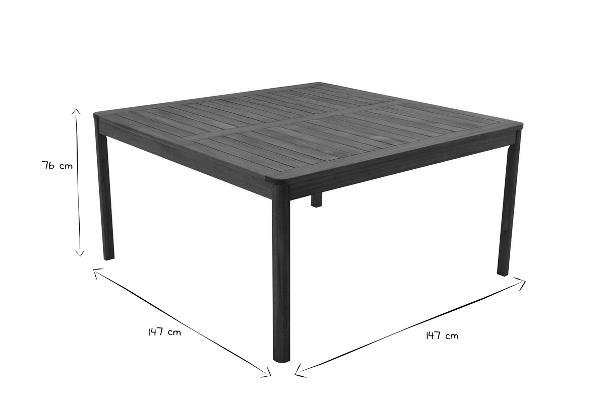 Table de jardin carre en bois massif L147 cm AKIS