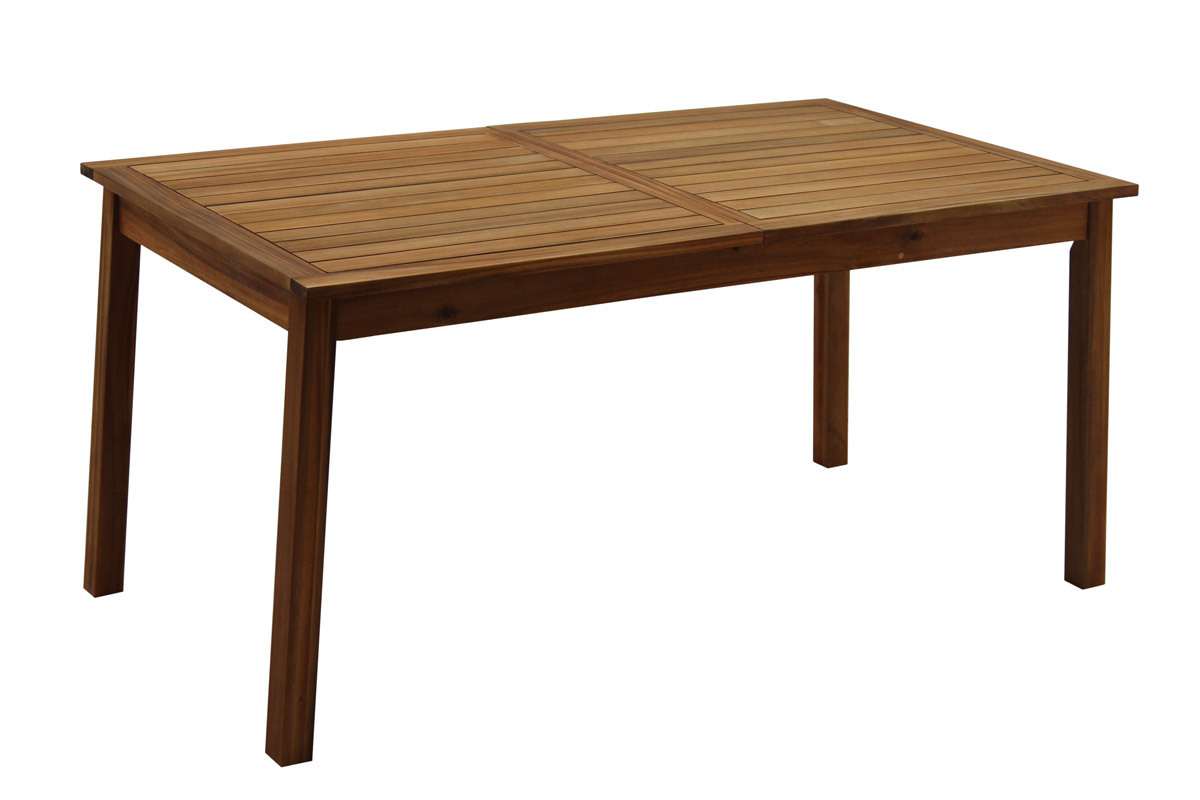 Table de jardin extensible rallonges intgres en bois massif L160-210 cm MAYEL