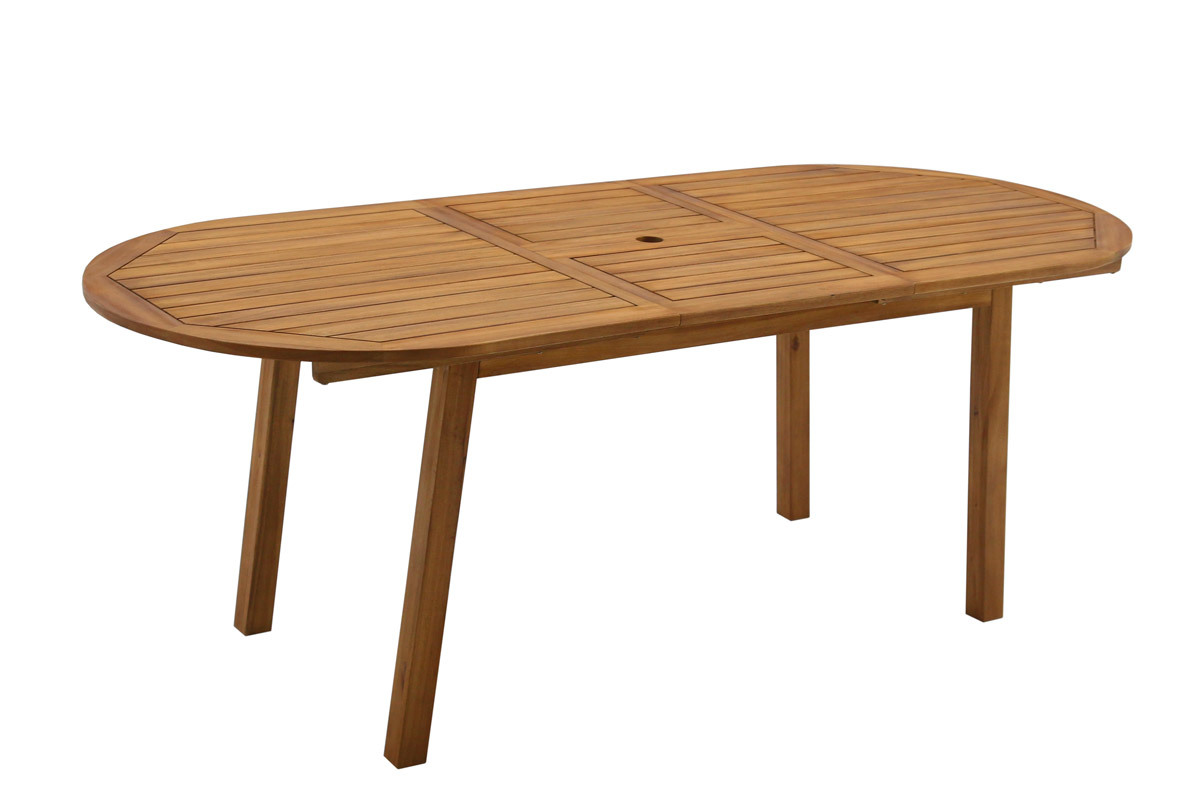 Table de jardin extensible rallonges intgres en bois massif L160-210 cm MAYEL