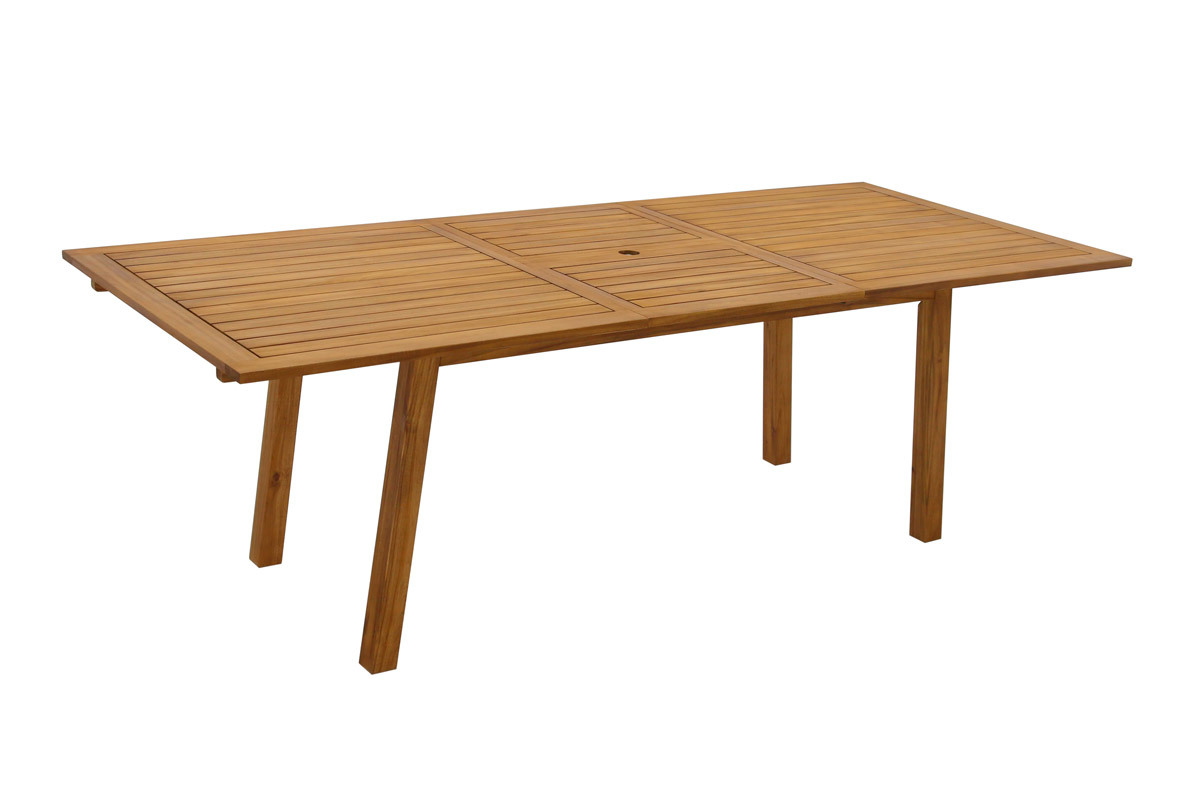 Table de jardin extensible rallonges intgres en bois massif L180-240 cm MAYEL