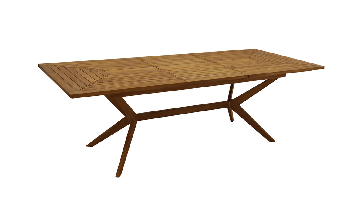 Table de jardin extensible rallonges intgres en bois massif L180-240 cm SANTO