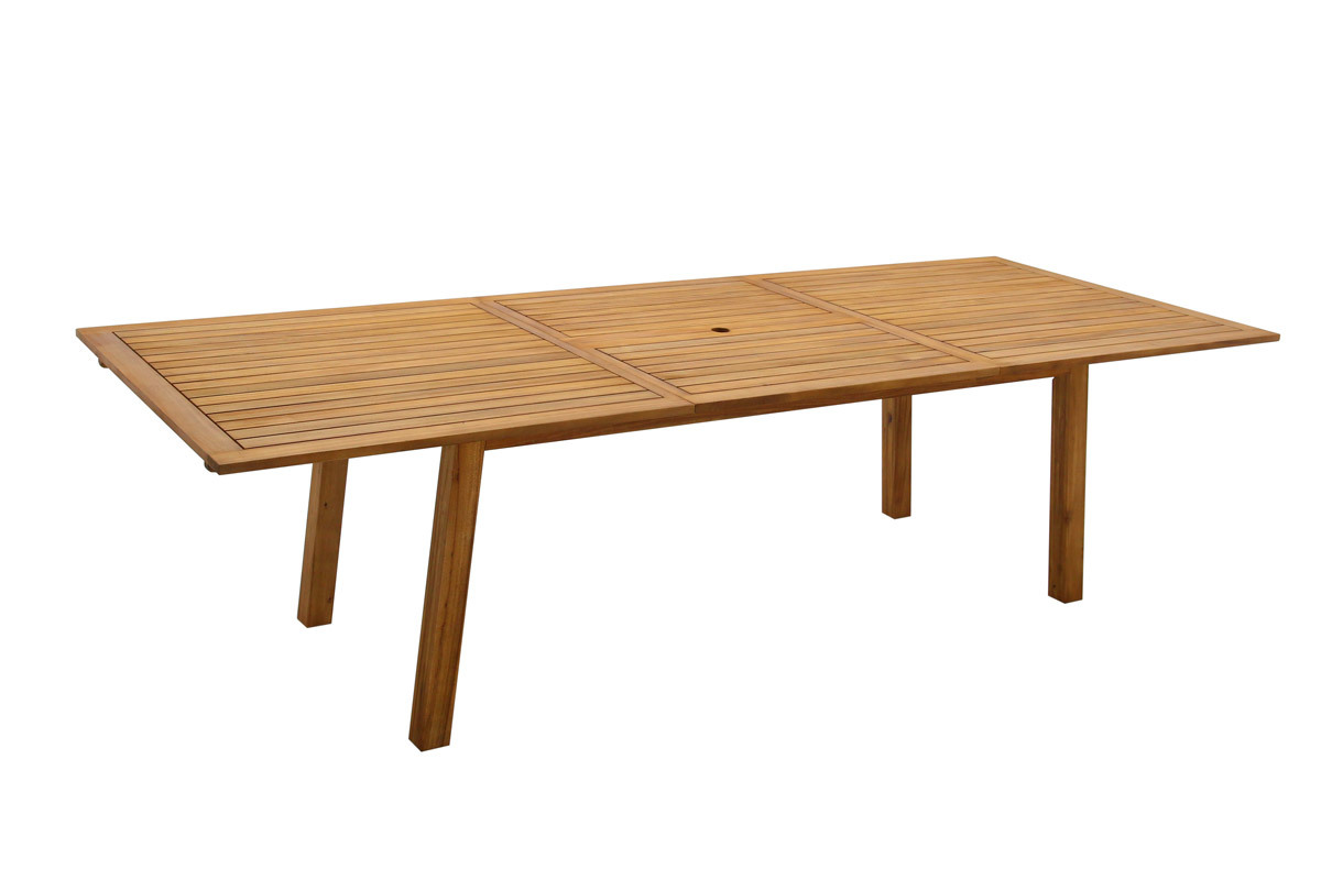 Table de jardin extensible rallonges intgres en bois massif L210-300 cm MAYEL