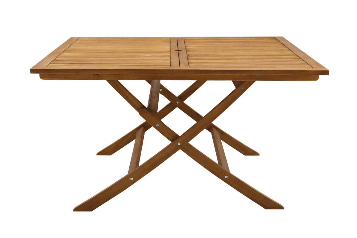 Table de jardin pliante carre en bois massif L140 cm SANTIAGO