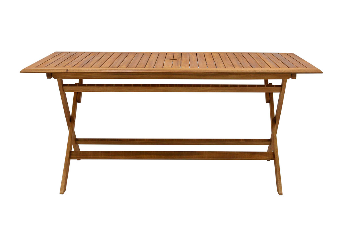 Table de jardin pliante rectangulaire en bois massif L170 cm SANTIAGO