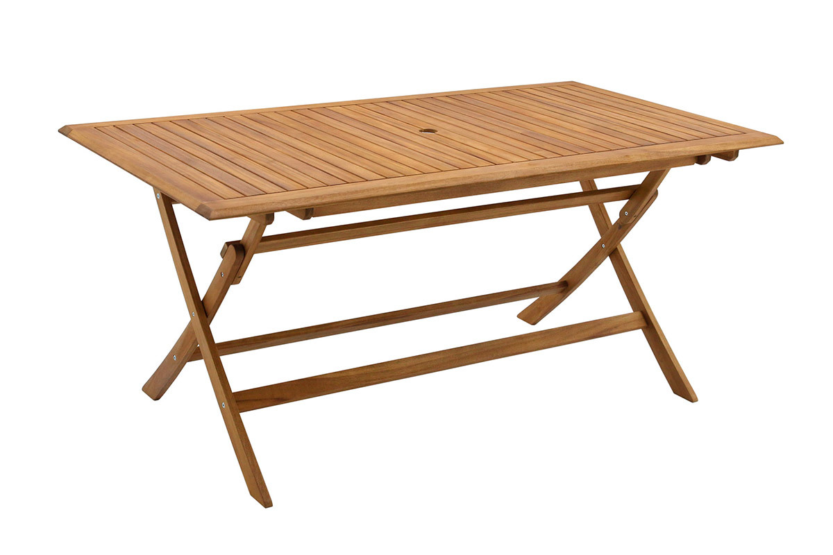 Table de jardin pliante rectangulaire en bois massif L170 cm SANTIAGO