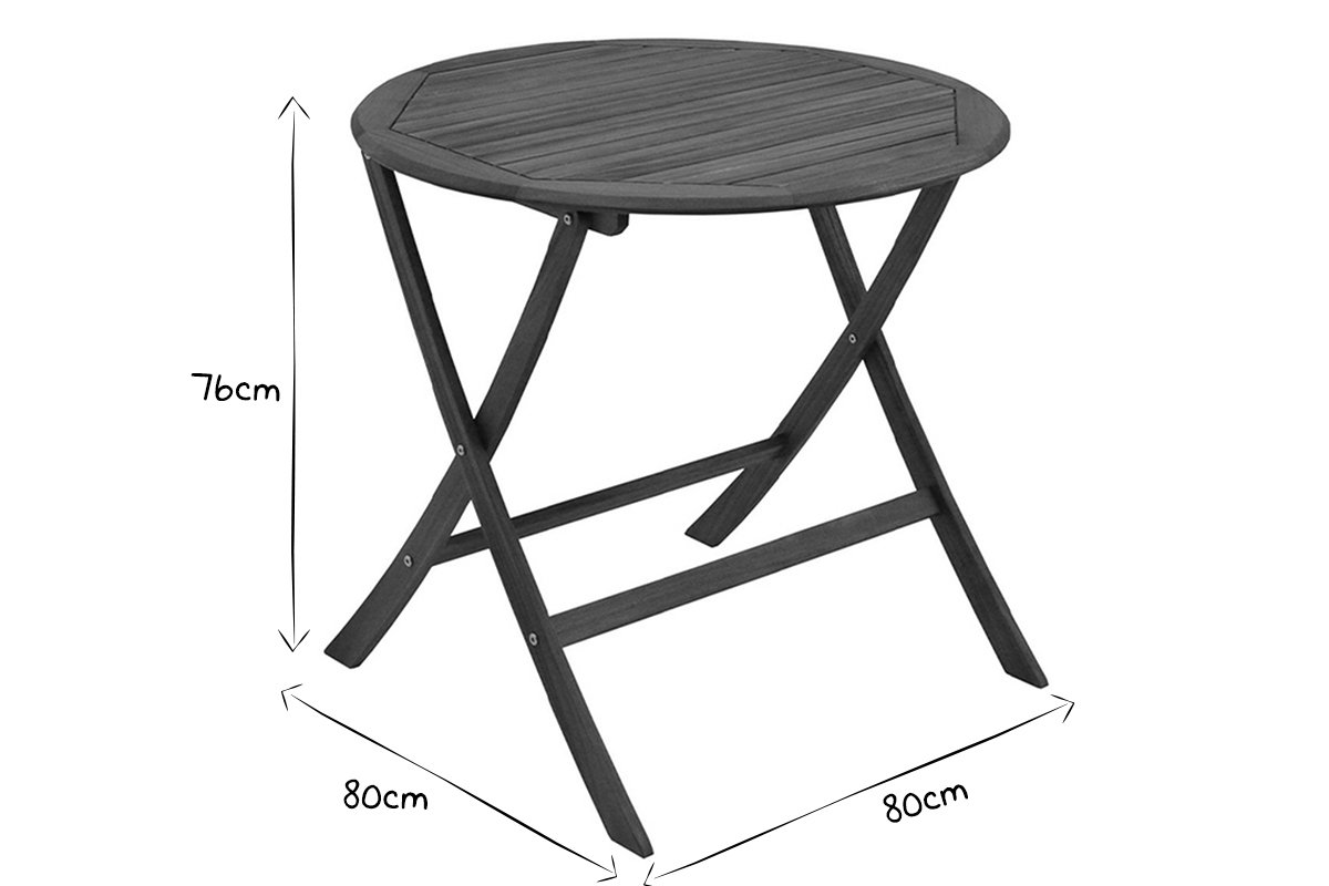 Table de jardin ronde bois massif D80 cm CANOPEE