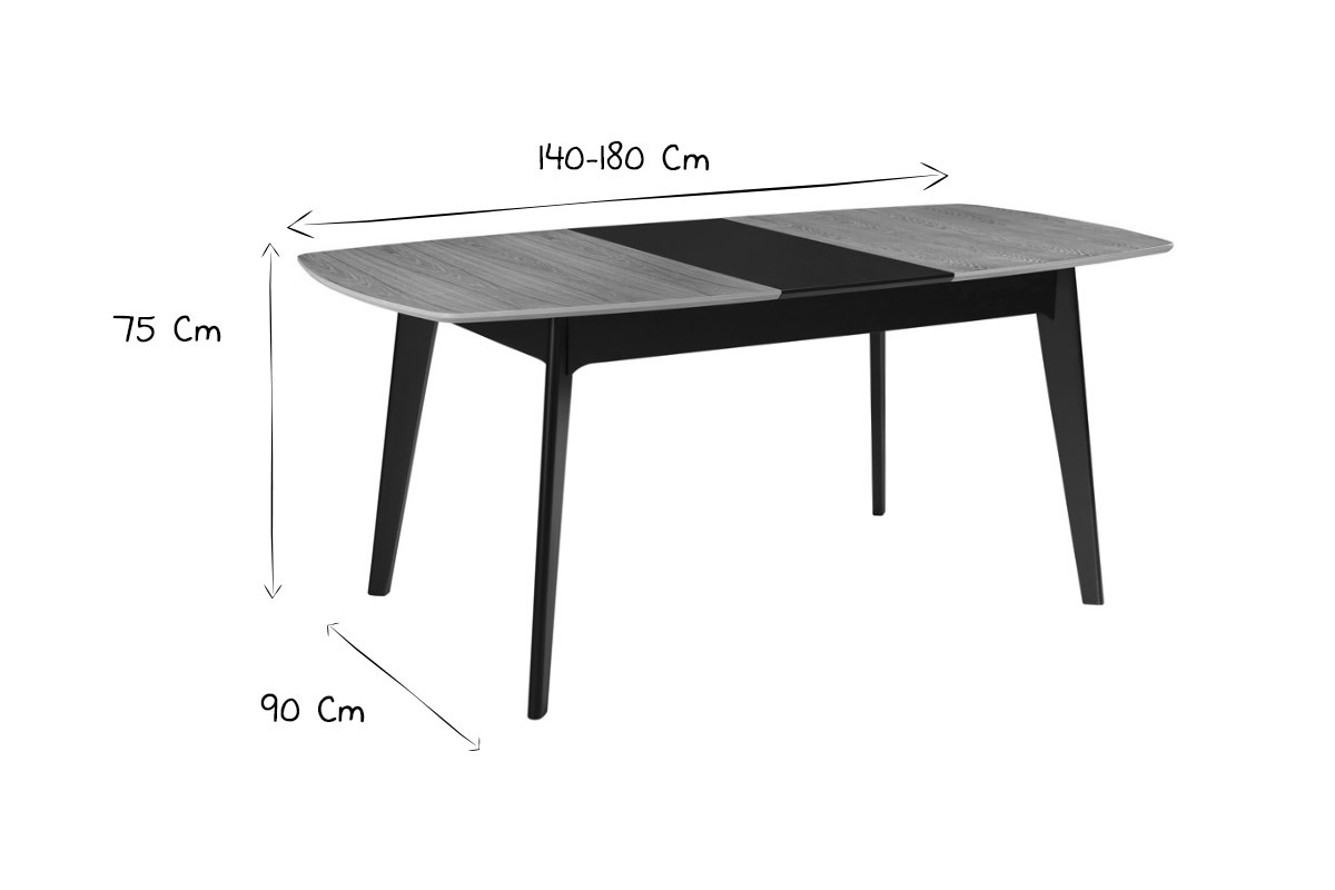 Table extensible rallonges intgres rectangulaire blanc et bois L140-180 cm MEENA