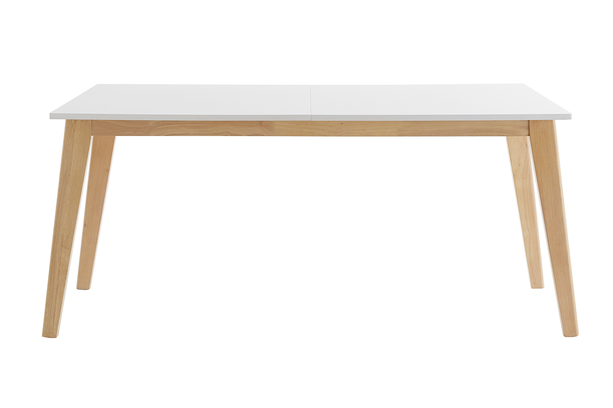 Table extensible rallonges intgres rectangulaire blanche et bois clair L160-205 cm SWAD