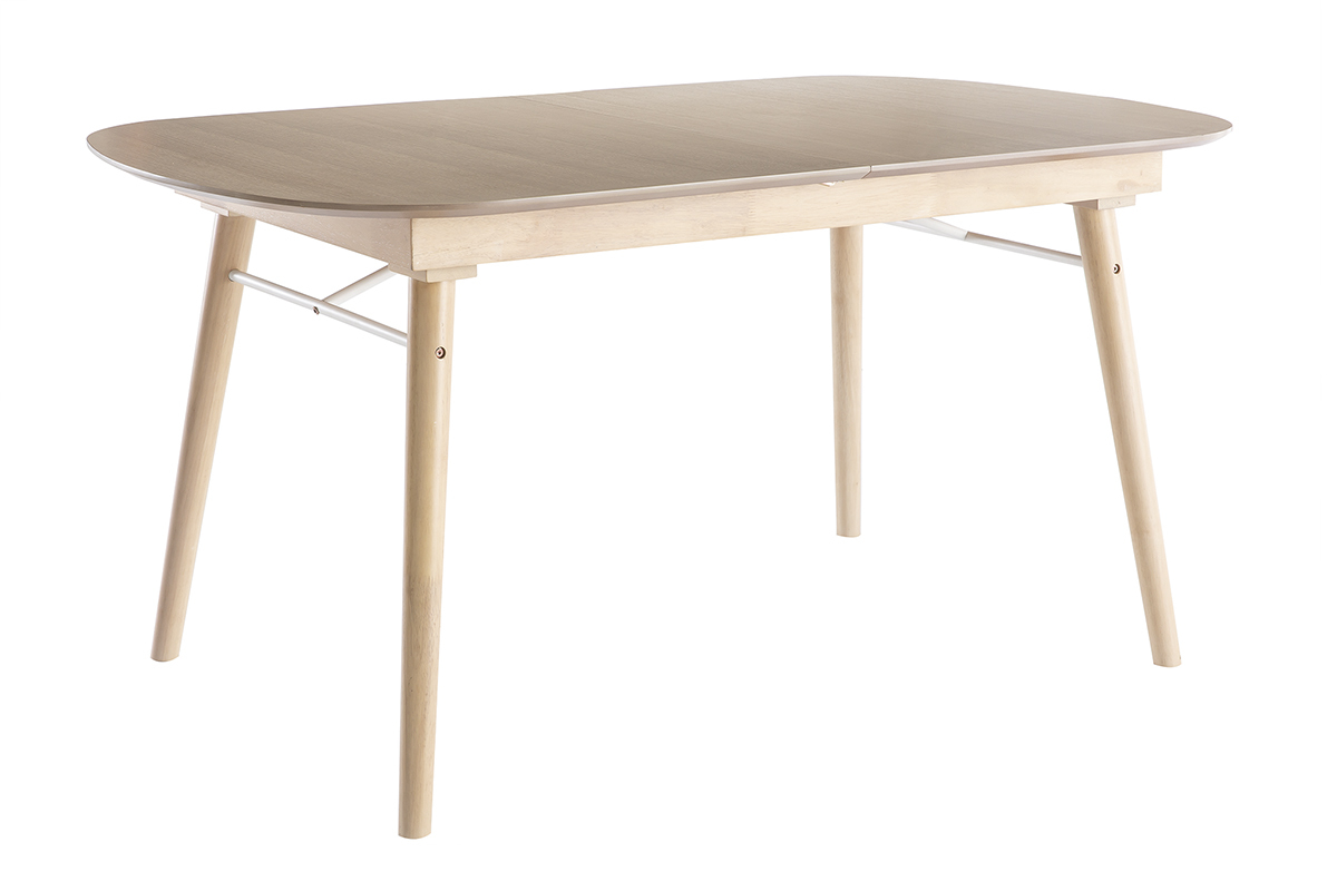 Table extensible rallonges intgres rectangulaire en bois clair chne L150-180 cm SHELDON