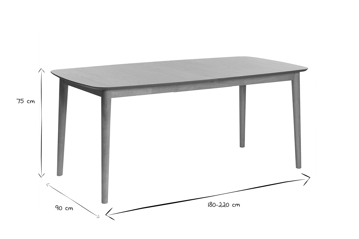 Table extensible rallonges intgres rectangulaire en bois clair chne L180-220 cm EGO