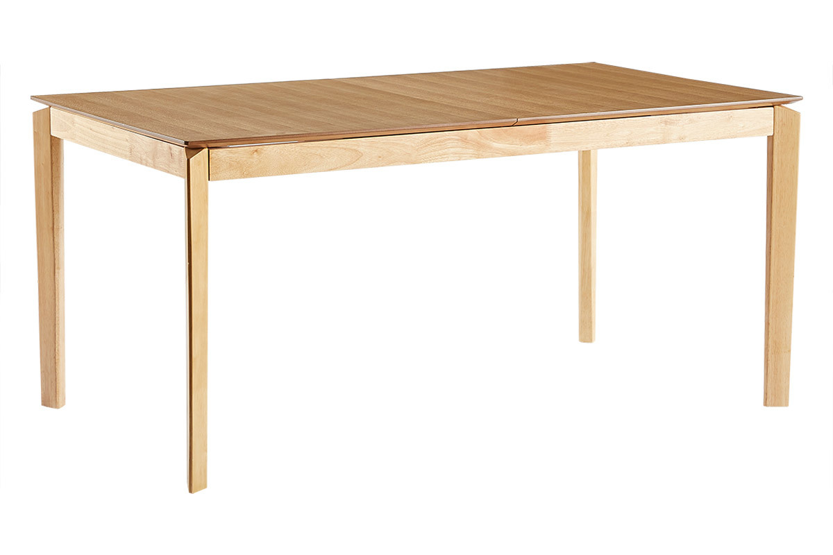 Table extensible rallonges intgres rectangulaire en bois clair frne L160-210 cm BONAVISTA