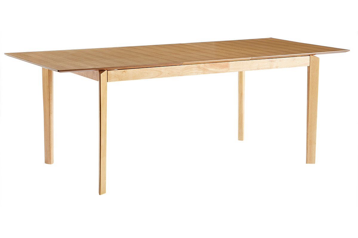 Table extensible rallonges intgres rectangulaire en bois clair frne L160-210 cm BONAVISTA