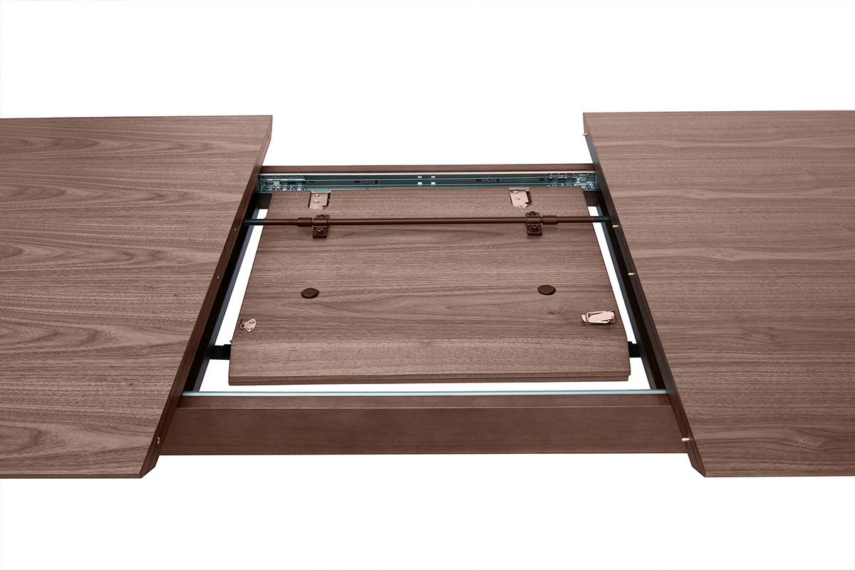 Table extensible rallonges intgres rectangulaire en bois fonc noyer L160-210 cm ANK