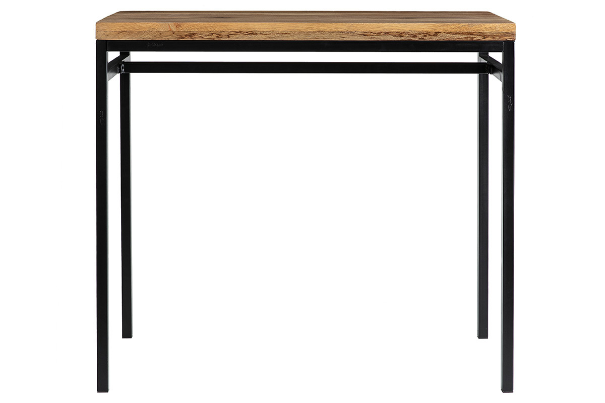 Table haute industrielle en bois manguier massif et mtal noir L115 cm YPSTER