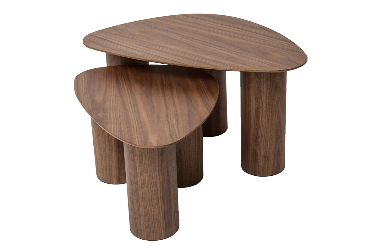 Tables basses gigognes design en bois fonc (lot de 2) FOLEEN