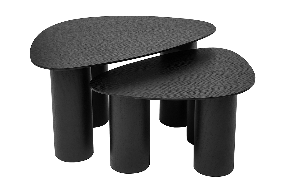 Tables basses gigognes design en bois noir (lot de 2) FOLEEN