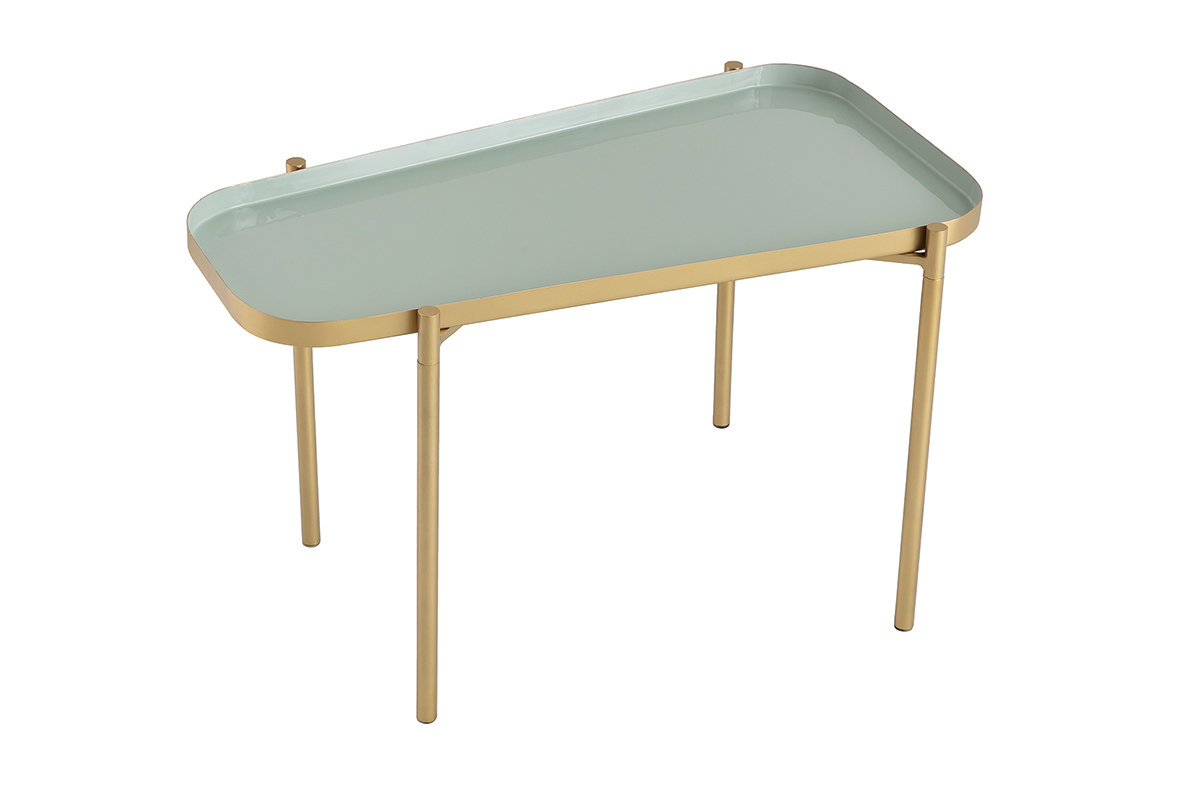 Tables basses gigognes design laques vert et dor (lot de 2) ZURIA