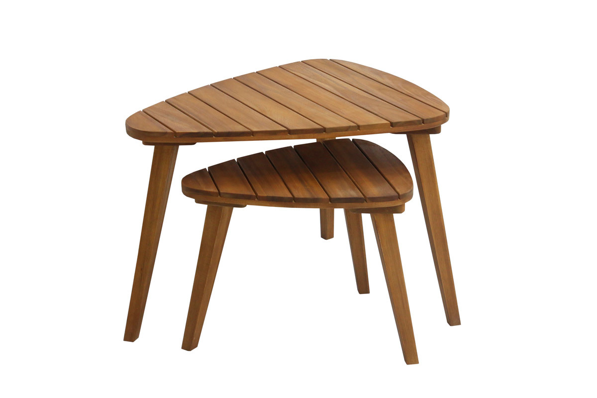 Tables basses gigognes en bois massif (lot de 2) ELQUI