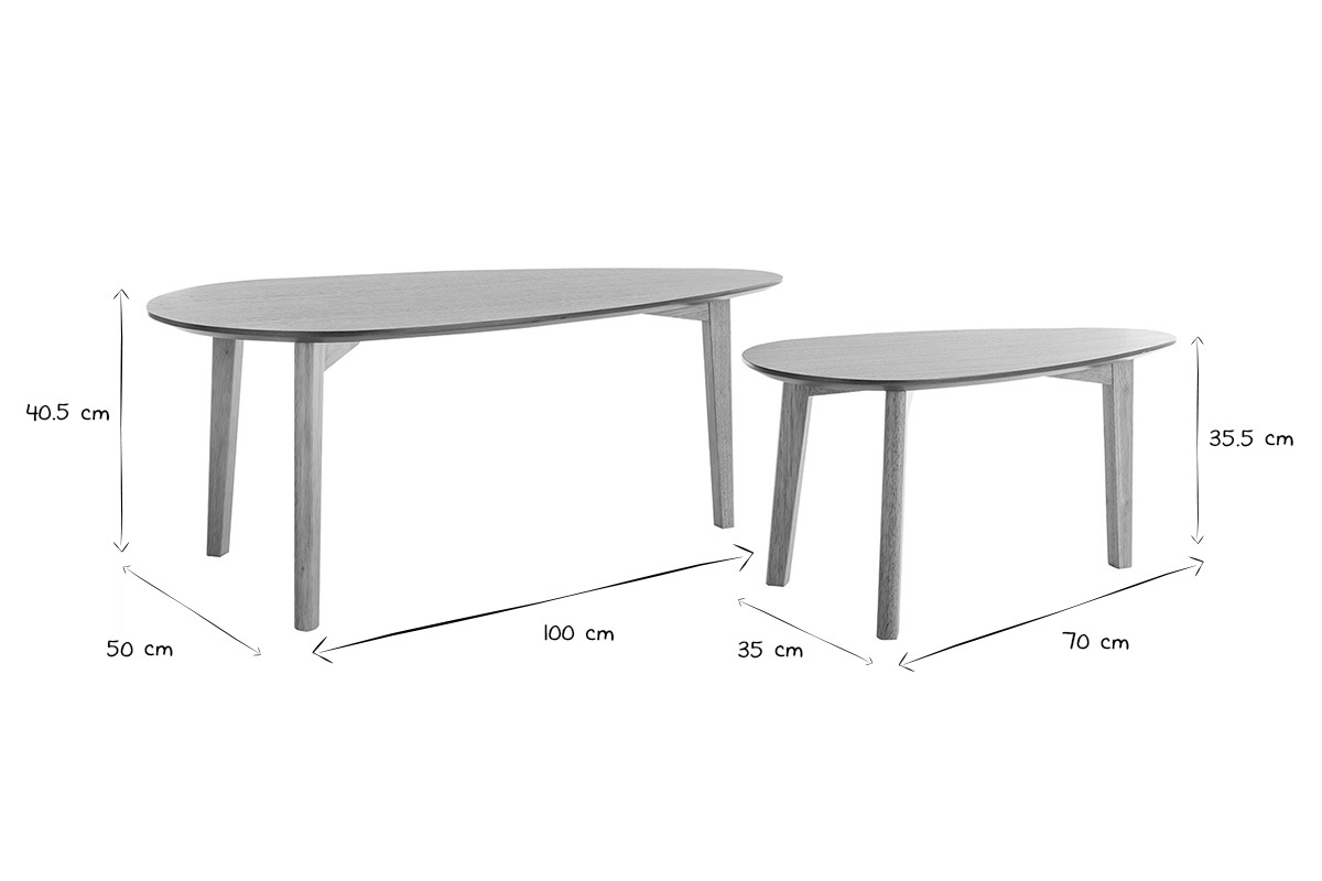 Tables basses gigognes scandinaves bois clair chne (lot de 2) ARTIK