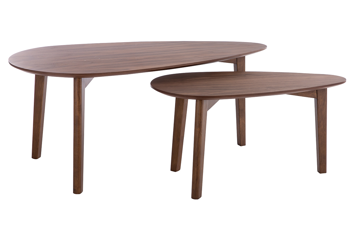 Tables basses gigognes scandinaves bois fonc noyer (lot de 2) ARTIK