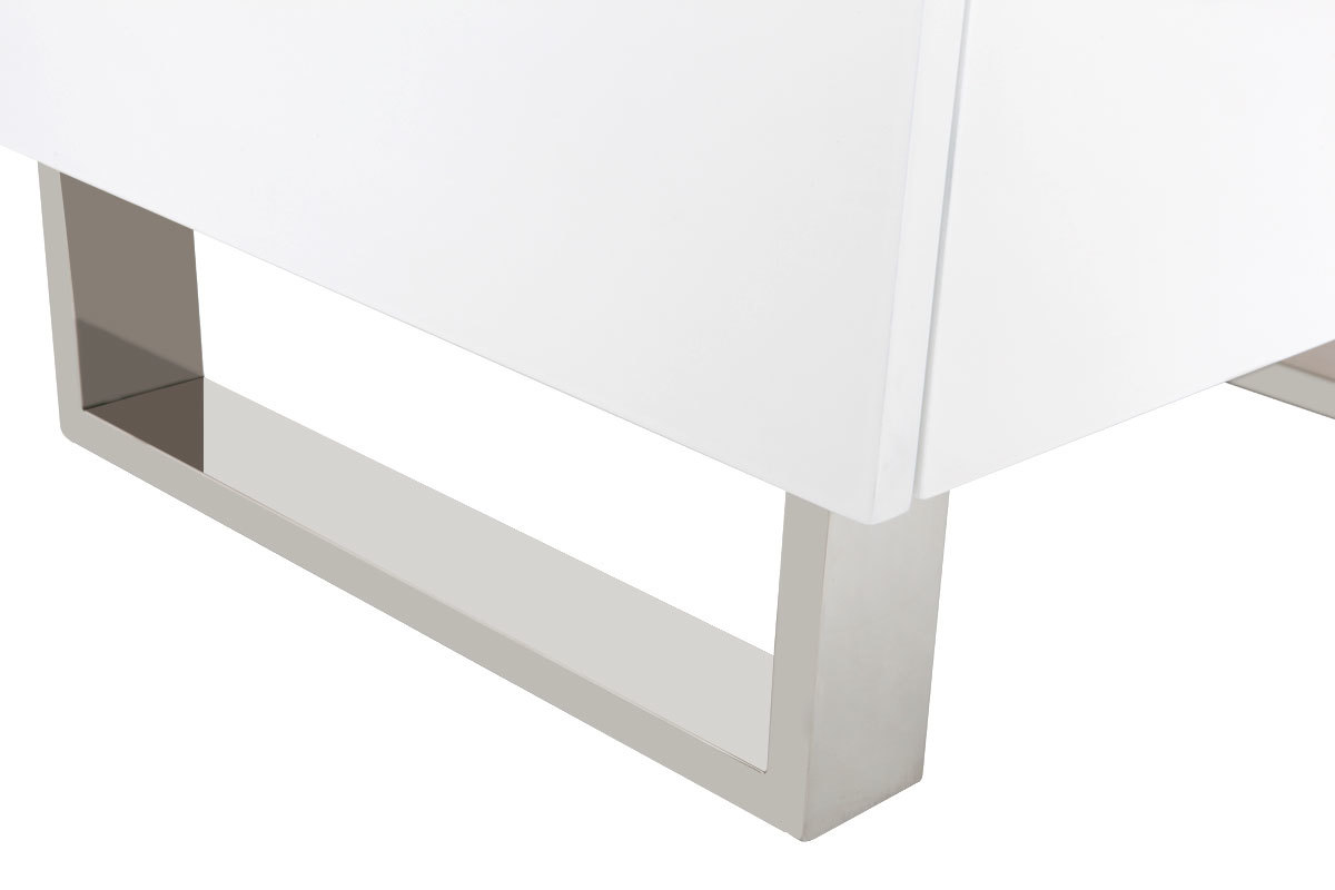 Tables de chevet design blanc laqu et mtal chrom L45 cm (lot de 2) HALIFAX