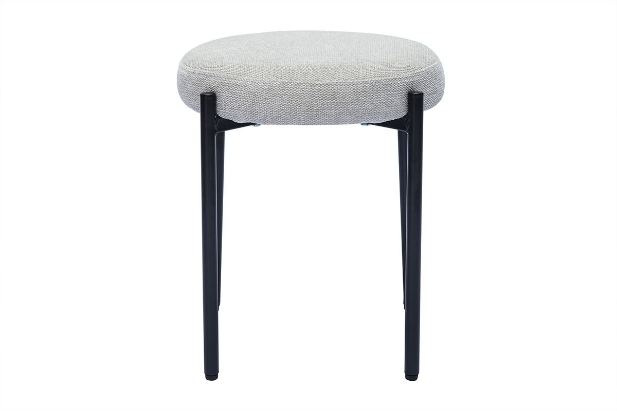 Tabouret bas empilable en tissu effet velours textur beige et mtal noir H41 cm KIKO