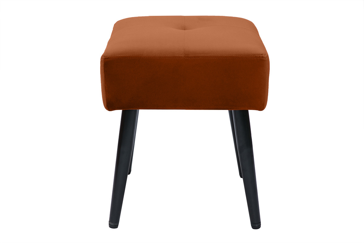 Tabouret bas en velours terre brule et mtal noir H46 cm GUESTA