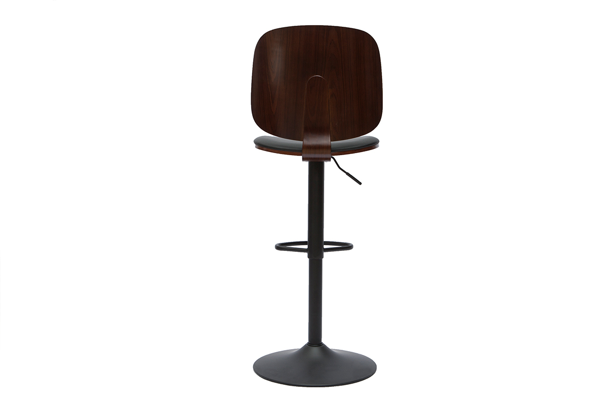 Tabouret de bar ajustable noir et noyer BECK