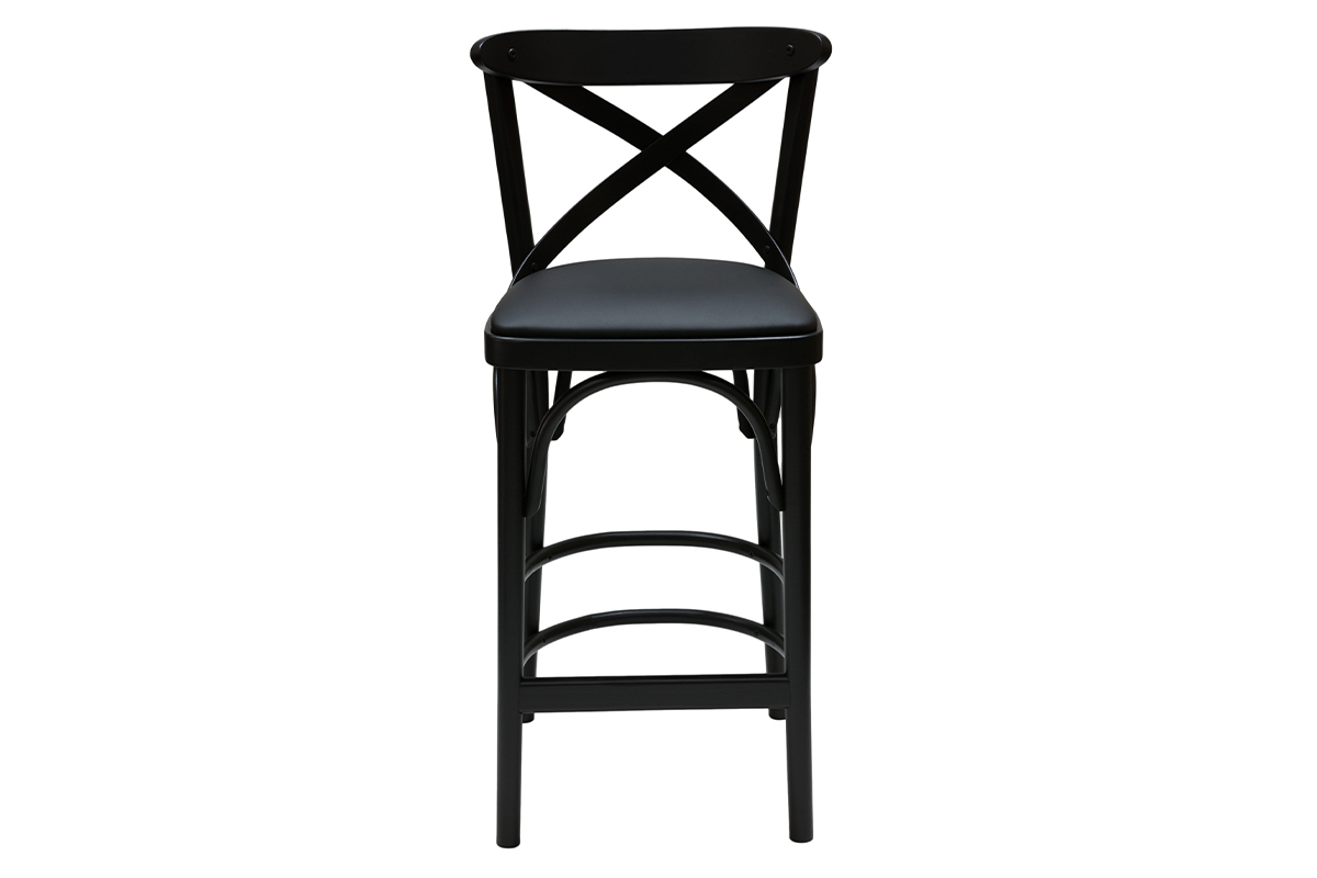 Tabouret de bar bistrot htre massif noir H65 cm MARCEL