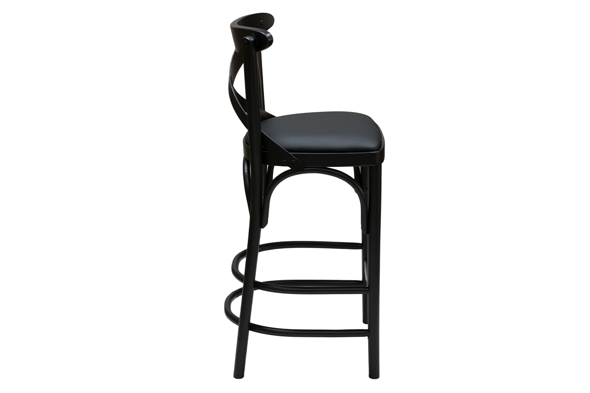 Tabouret de bar bistrot htre massif noir H65 cm MARCEL