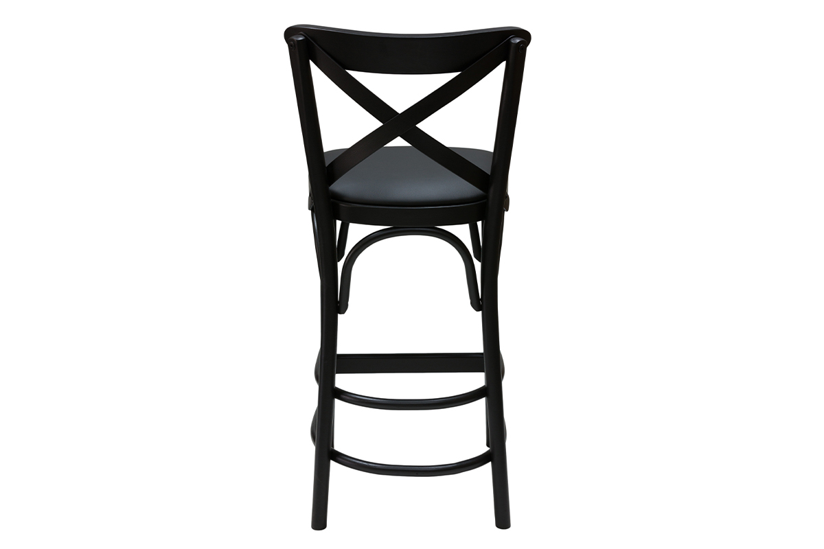 Tabouret de bar bistrot htre massif noir H65 cm MARCEL