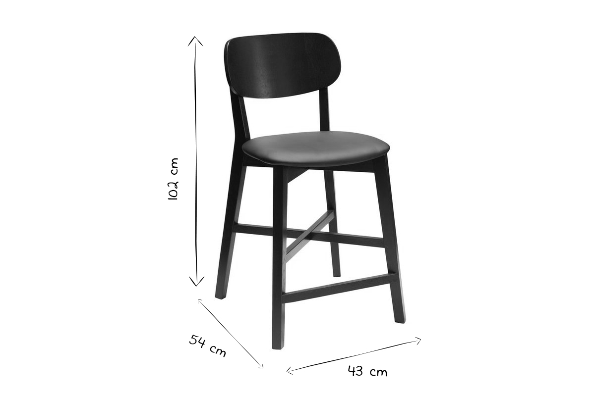 Tabouret de bar chne et assise gris chin H65 cm LUCIA