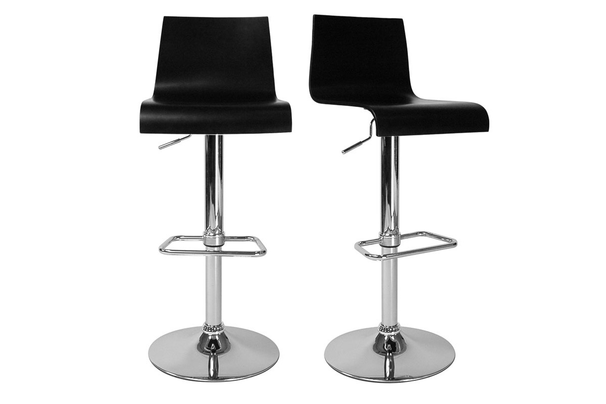 Tabouret de bar / cuisine noir moderne NEWSURF (lot de 2)