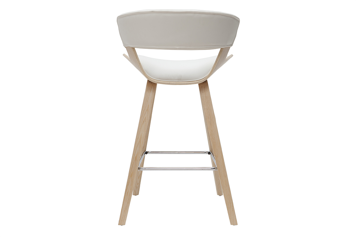 Tabouret de bar design blanc et bois clair H65 cm SYRAH