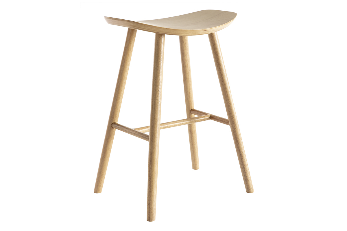 Tabouret de bar design bois clair H65 cm DEMORY