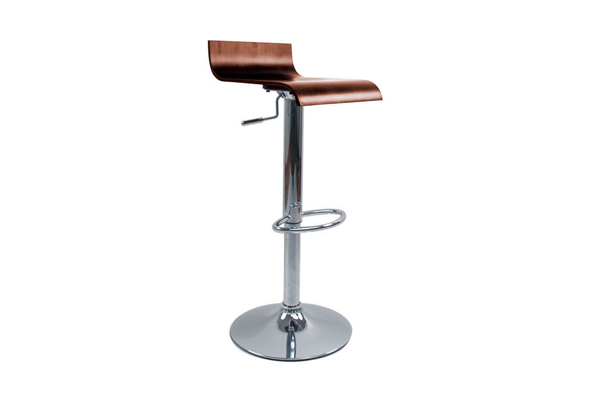 Tabouret de bar design en bois coloris noyer SURF V2