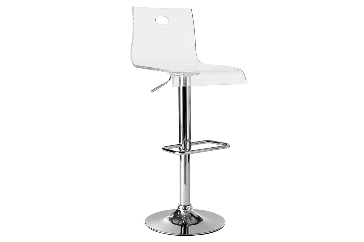 Tabouret de bar design en plexiglas transparent (lot de 2) SATURNE