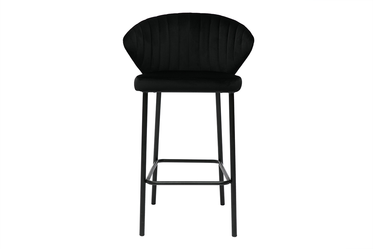 Tabouret de bar design en velours noir H68 cm DALLY