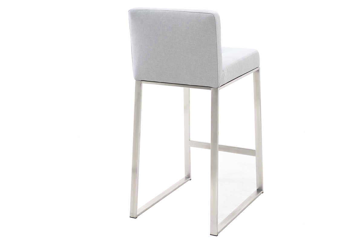 Tabouret de bar design mtal et tissu gris clair 66 cm (lot de 2) HALEY