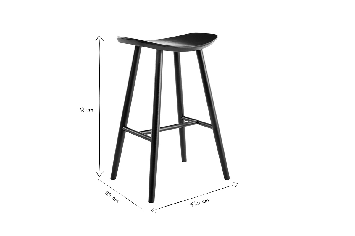 Tabouret de bar design noir 72 cm DEMORY