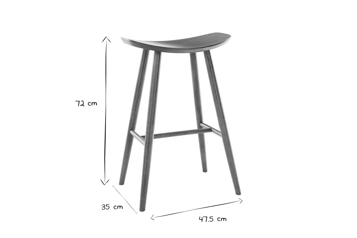 Tabouret de bar design noyer H72 cm DEMORY