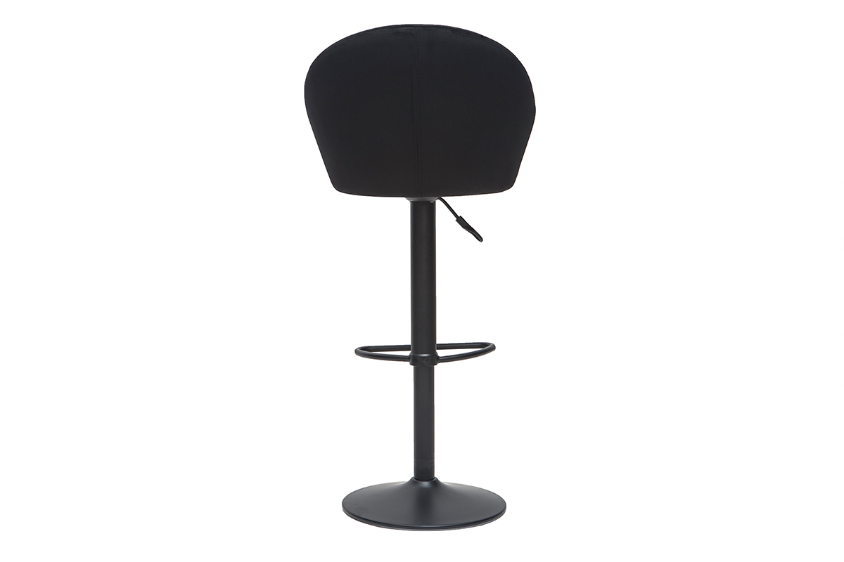 Tabouret de bar design rglable et pivotant en velours noir IZAAC