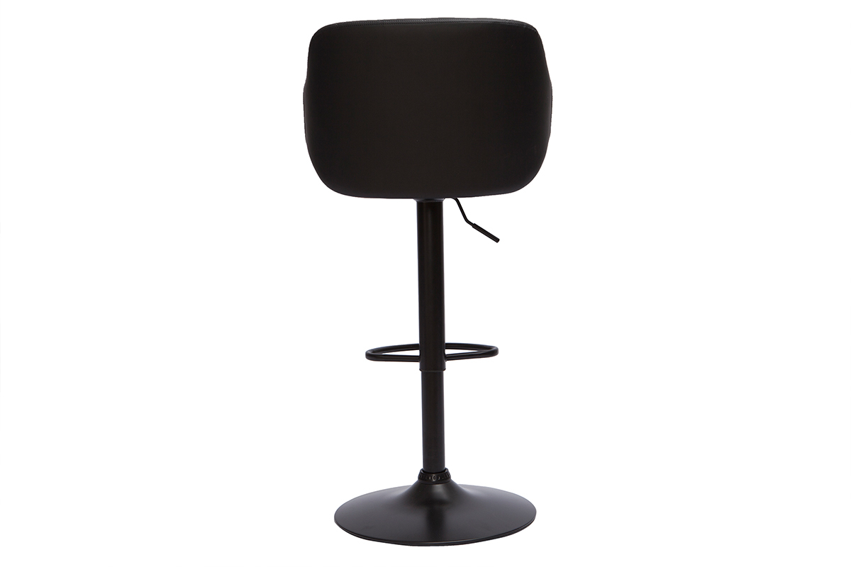 Tabouret de bar design rglable pivotant 360 noir et bois fonc LUCIEN