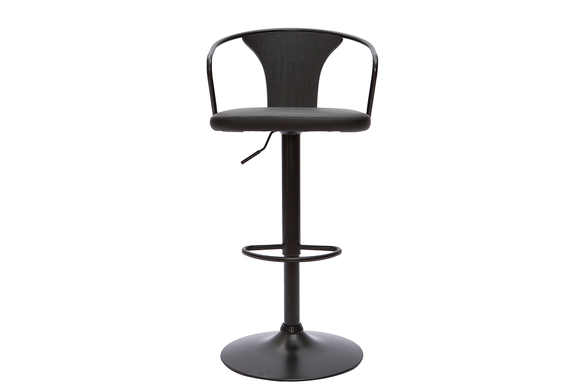 Tabouret de bar industriel noir rglable pivotant 360 BECKETT