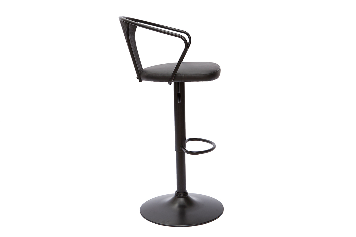 Tabouret de bar industriel noir rglable pivotant 360 BECKETT