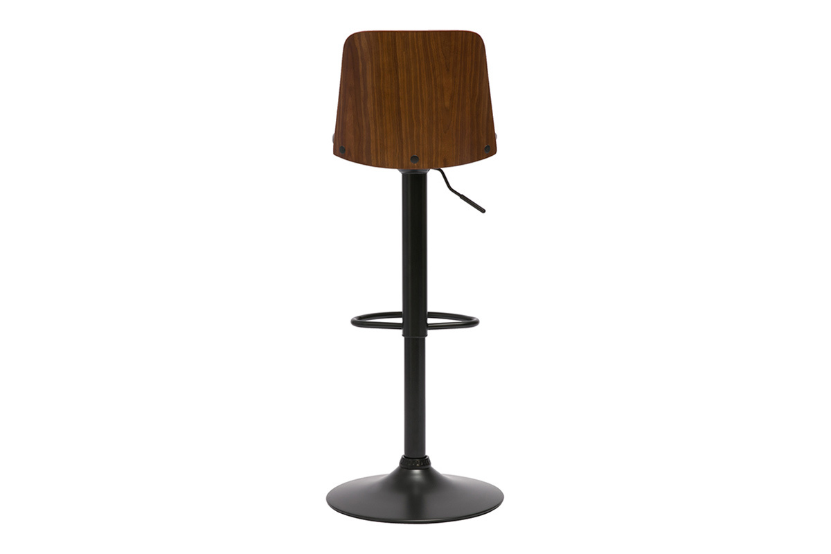 Tabouret de bar rglable noir et bois fonc DOA